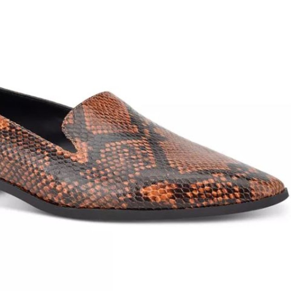 Marc Fisher "Bravi 4" Orange/Black Snake Style Almond Faux Leather Loafer Flats